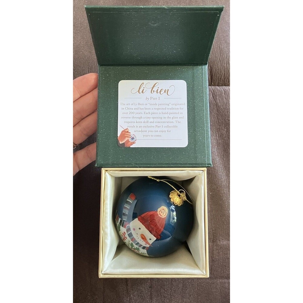 Christmas Ornament Hand Blown Hand Painted Pier 1 Snowman Happy Holidays 2019